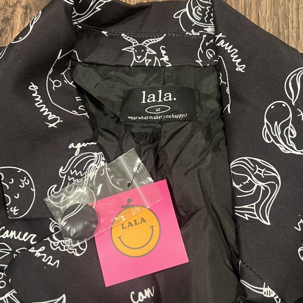 Dressed in LaLa Make Me Wanna Lala Boyfriend Blazer Zodiac Black Size M - Picture 5 of 10